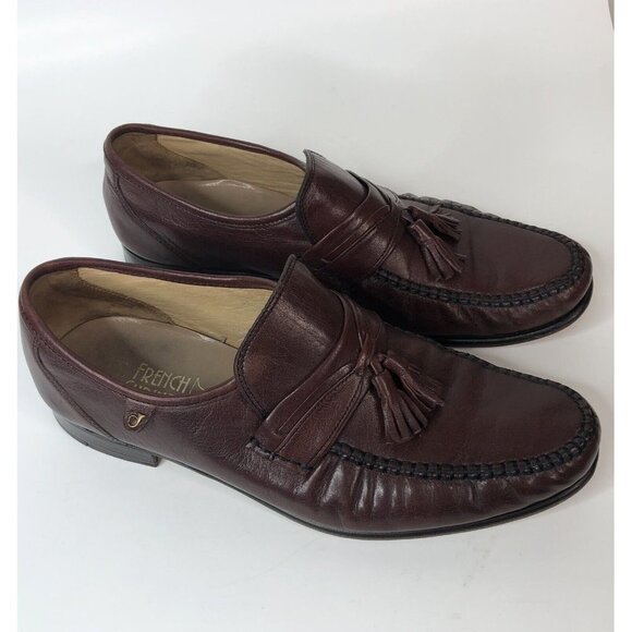 French Shriner Mens Shoes Size 10M Burgundy Leather Tassel Loafers F41174 main image 7